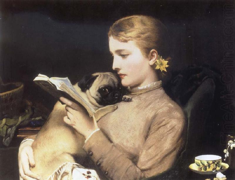Charles Barber Girl Reading with Pug china oil painting image
